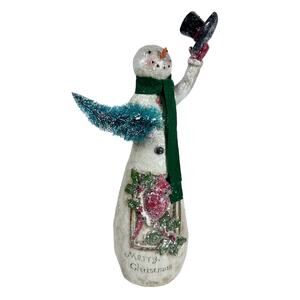 Snowman Christmas Figure with Top Hat Scarf Christmas Tree and Cardinal!